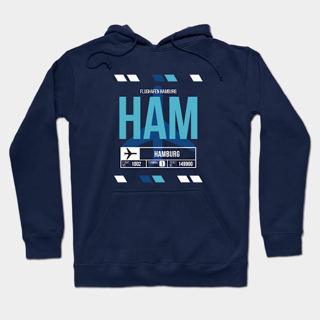 Hamburg (HAM) Airport Code Baggage Tag Hoodie by SLAG_Creative